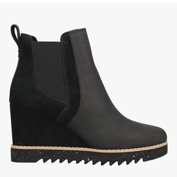 Toms Sutton Black Wedge Ankle Boots-Like New-Size 11 - Picture 1 of 14